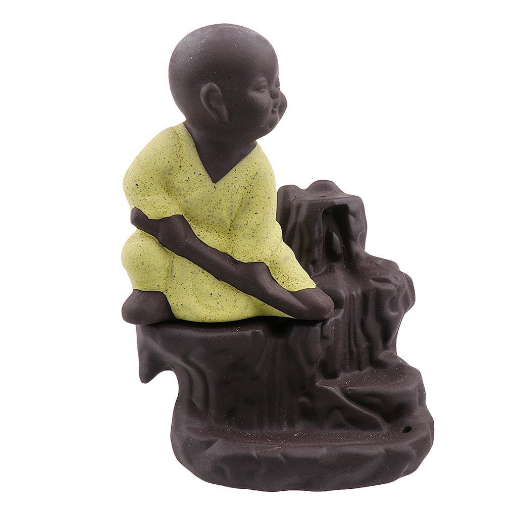 Meditating Buddha Backflow Incense Holder (Blue, 12cm)