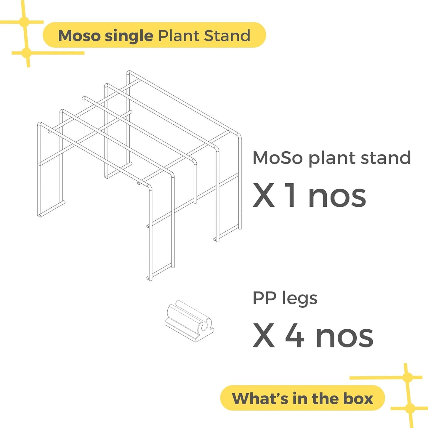 Moso 1-Tier Metal Plant Stand – Black, Rust-Free, Indoor/Outdoor