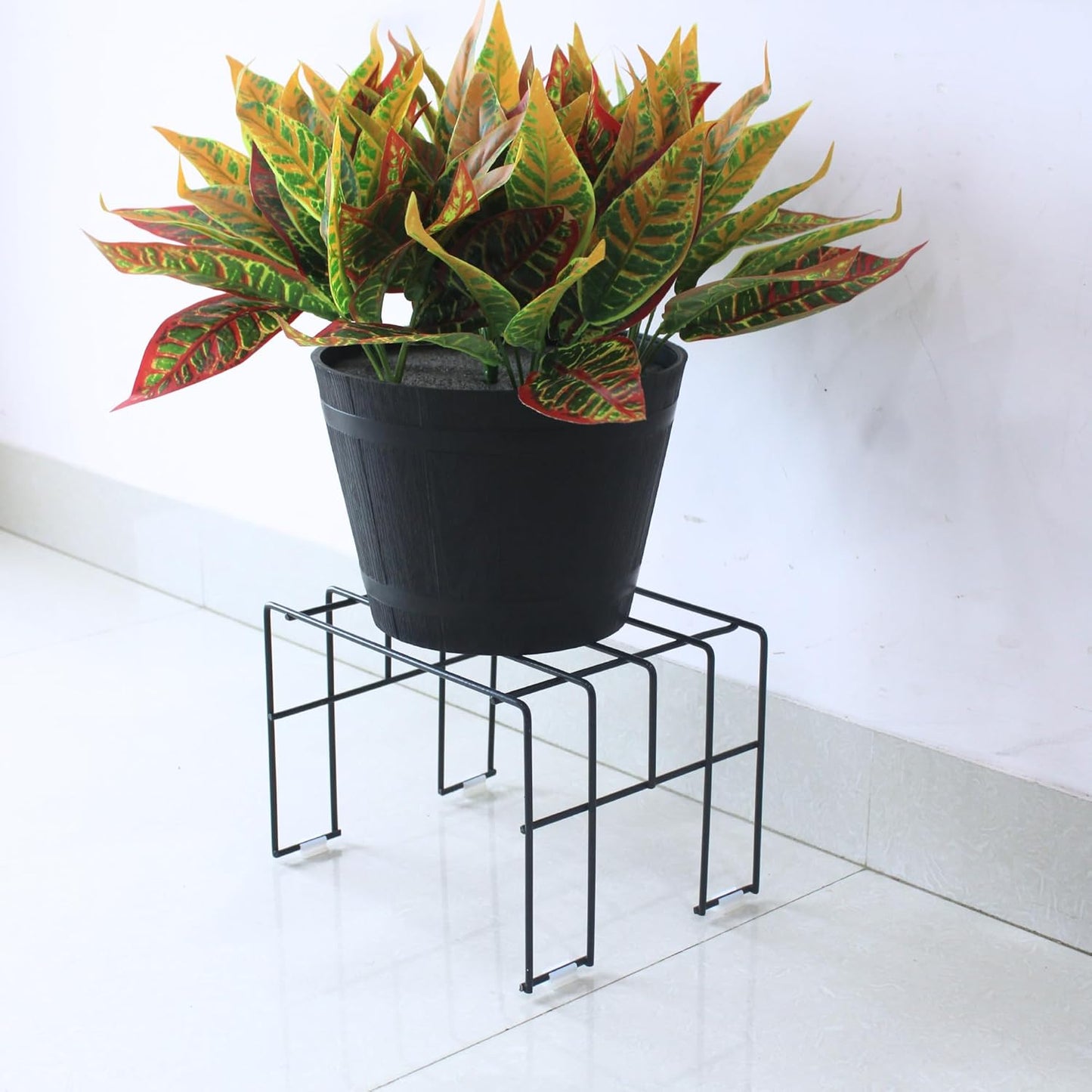 Moso 1-Tier Metal Plant Stand – Black, Rust-Free, Indoor/Outdoor